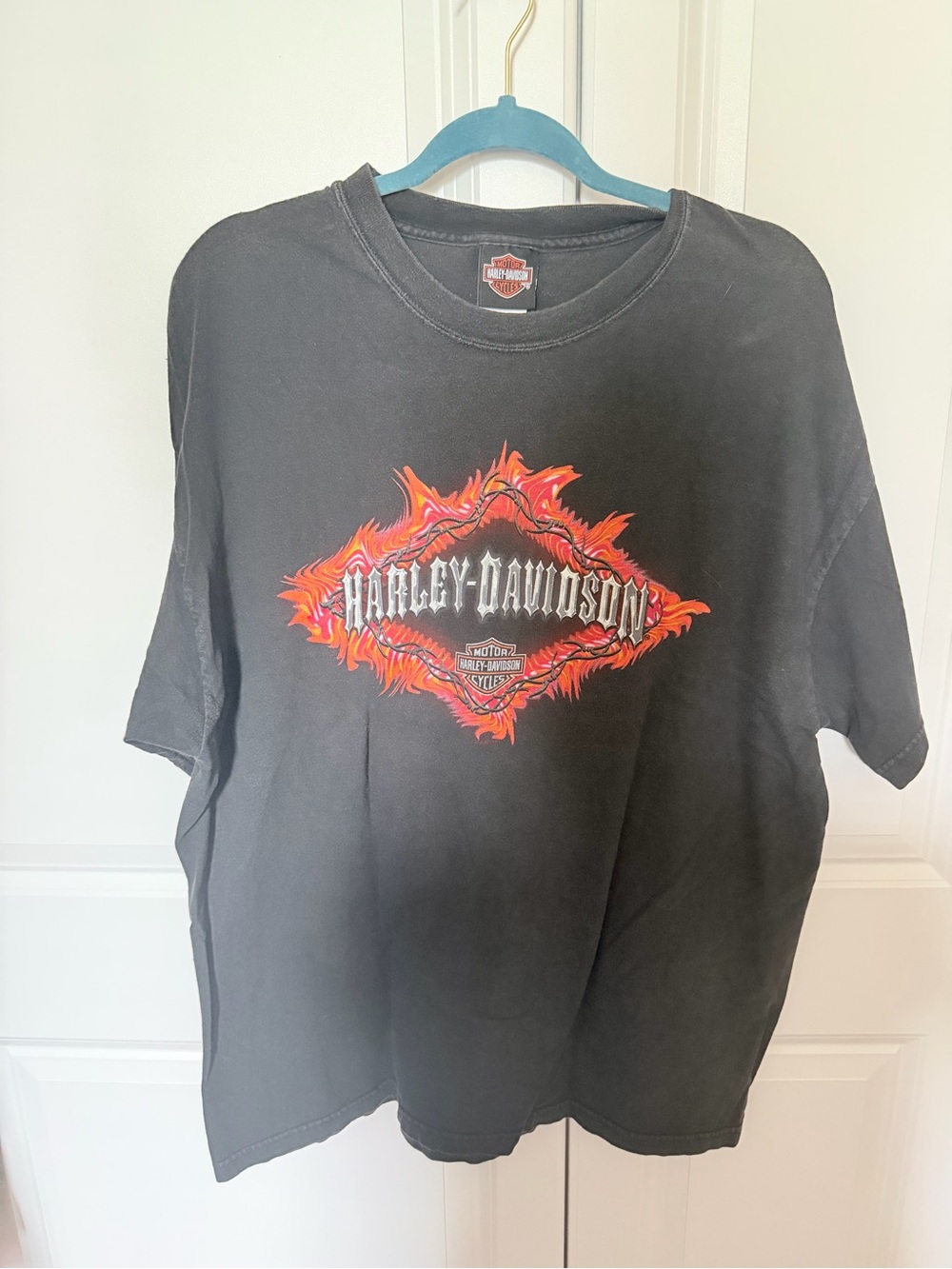 Harley-Davidson Black T-Shirt with Red-Orange Flame Logo